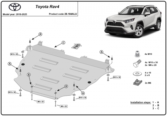 Protection sous moteur et de la boîte de vitesse  Toyota RAV4 - Aluminium  