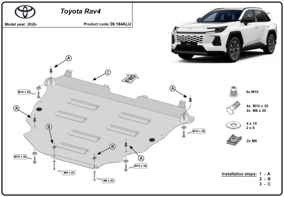 Protection sous moteur et de la boîte de vitesse  Toyota RAV4 - Aluminium  