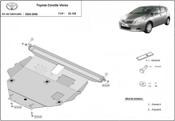 Protection Sous Moteur Toyota Corolla Verso