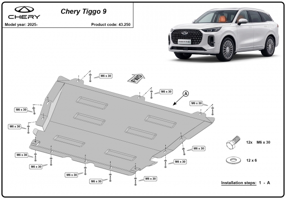 Protection sous moteur et de la radiateur Chery Tiggo 9