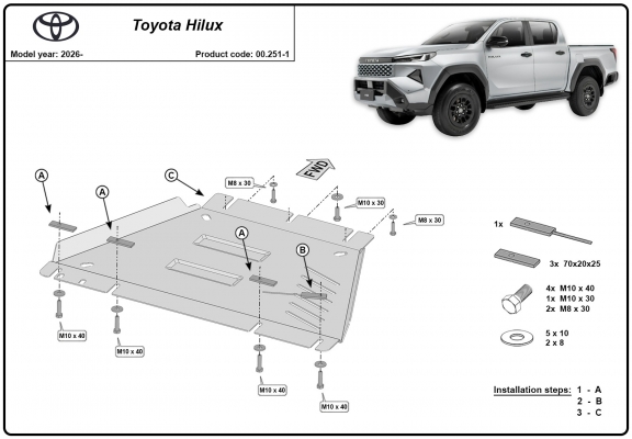 Protection de la boîte de vitesse Toyota Hilux