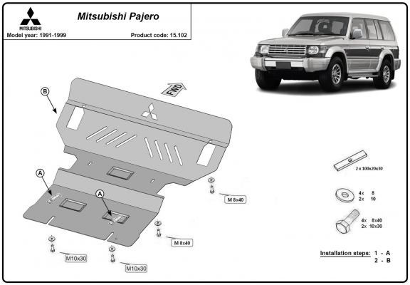 Protection sous moteur et de la radiateur Mitsubishi Pajero 2 