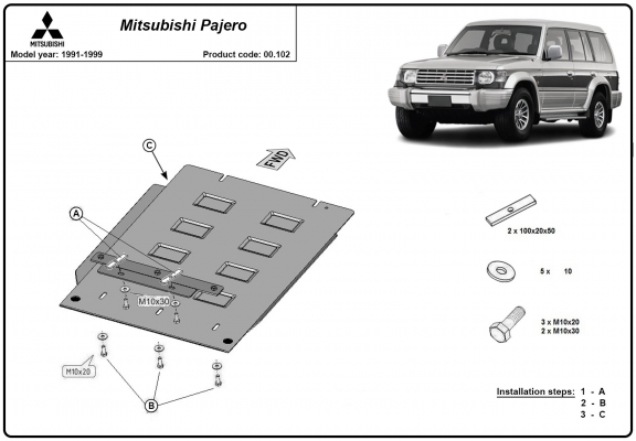Protection de la boîte de vitesse Mitsubishi Pajero 2