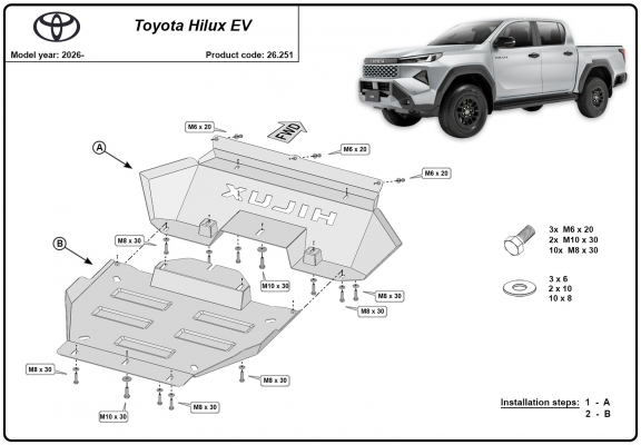 Protection Sous moteur Toyota Hilux EV