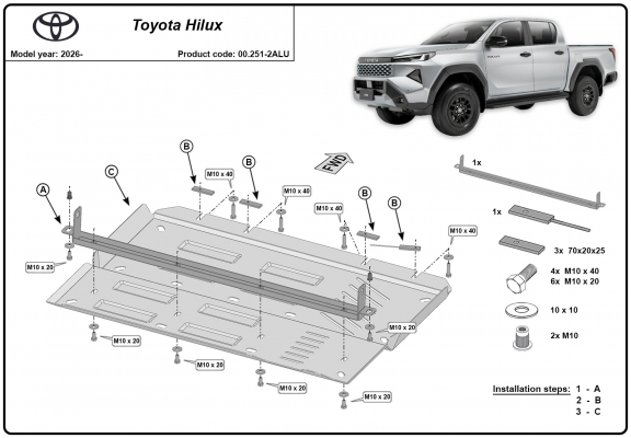Protection du différentiel  Toyota Hilux - Aluminium