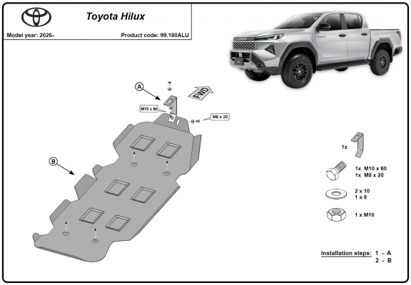 Protection de réservoir Toyota Hilux Revo- Aluminium
