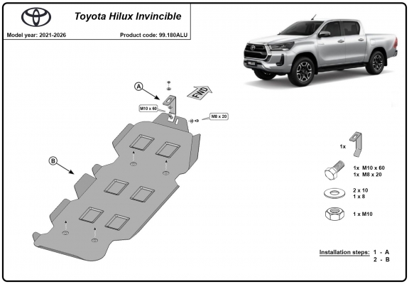 Protection de réservoir Toyota Hilux Invincible- Aluminium
