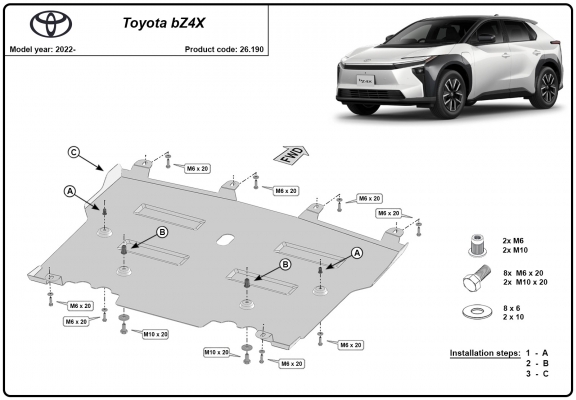 Protection sous moteur et de la boîte de vitesse Toyota BZ4X