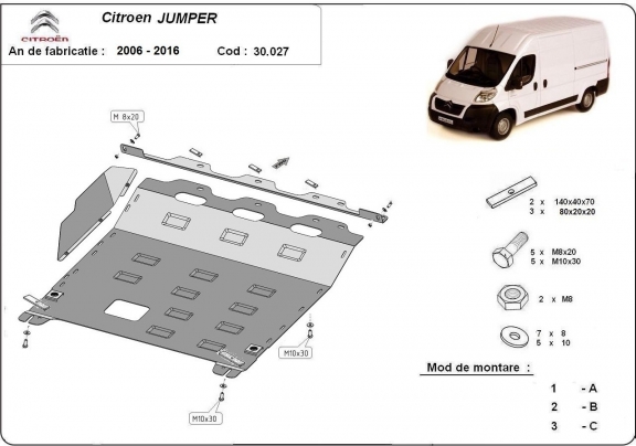Protection sous moteur et de la boîte de vitesse Citroen Jumper