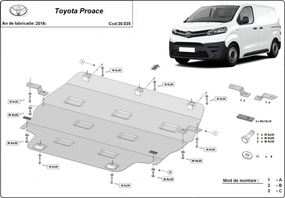 Protection sous moteur et de la boîte de vitesse Toyota Proace