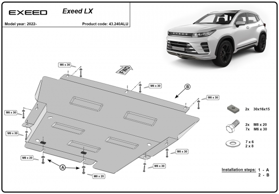 Protection sous moteur et de la boîte de vitesse  Exeed LX - Aluminium  