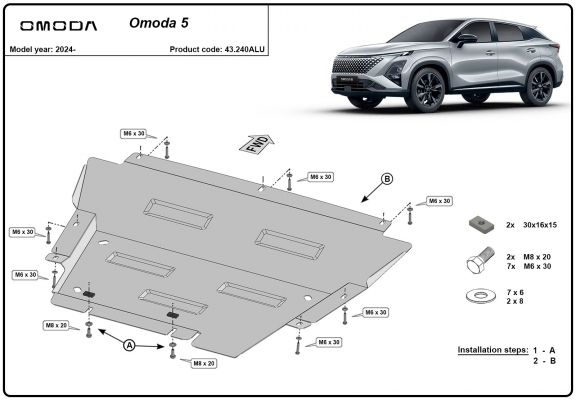 Protection sous moteur et de la boîte de vitesse  Omoda 5 - Aluminium  