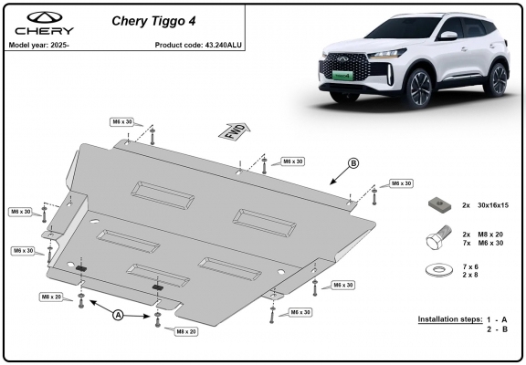 Protection sous moteur et de la boîte de vitesse  Chery Tiggo 4 - Aluminium  