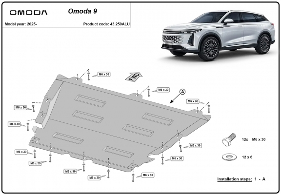 Protection sous moteur et de la boîte de vitesse  Omoda 9 - Aluminium  
