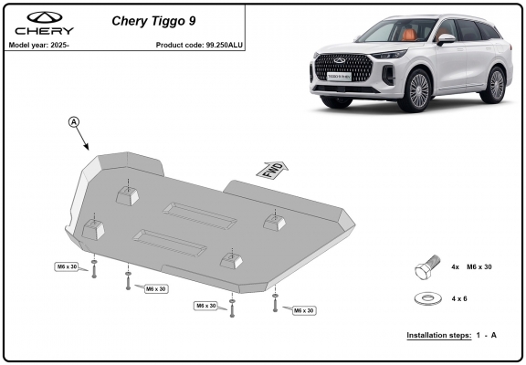 Protection de réservoir Chery Tiggo 9 - Aluminium