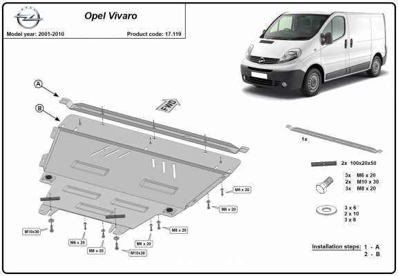Protection sous moteur et de la boîte de vitesse Opel Vivaro A 