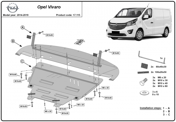 Protection sous moteur et de la boîte de vitesse Opel Vivaro B