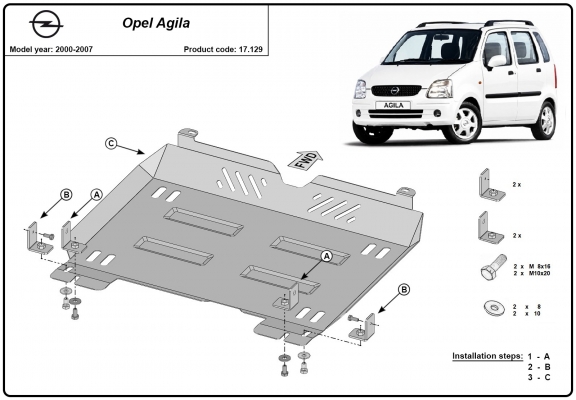 Protection sous moteur et de la boîte de vitesse Opel Agila (H00)
