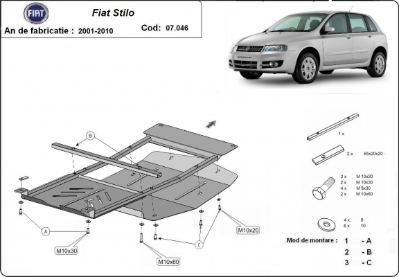 Protection sous moteur et de la boîte de vitesse Fiat Stilo