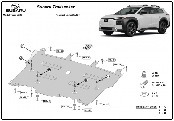 Protection sous moteur et de la boîte de vitesse Subaru Trailseeker