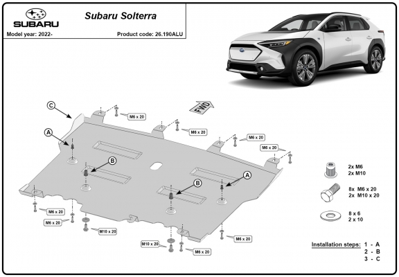 Aluminium protection sous moteur et de la boîte de vitesse Subaru Soltera 