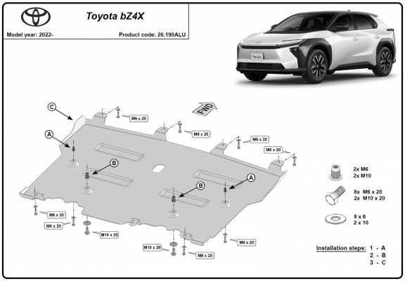Aluminium protection sous moteur et de la boîte de vitesse Toyota BZ4X 