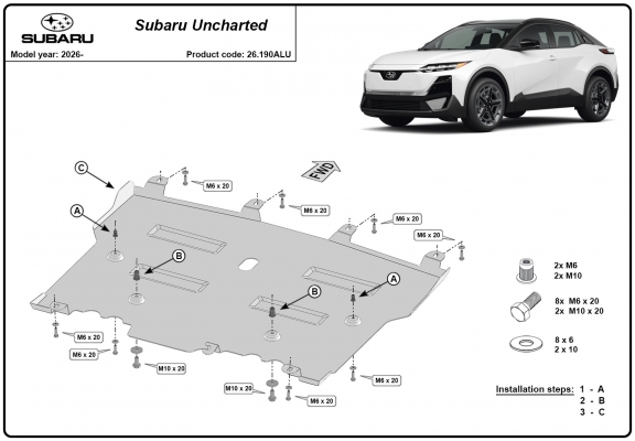 Aluminium protection sous moteur et de la boîte de vitesse Subaru Uncharted 