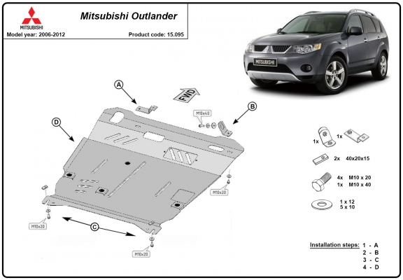 Protection sous moteur et de la boîte de vitesse Mitsubishi Outlander