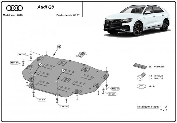 Protection de la boîte de vitesse Audi Q8