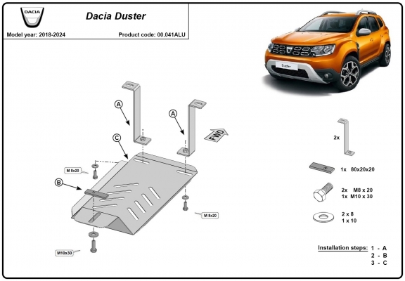 Aluminium protection du différentiel Dacia Duster 4x4