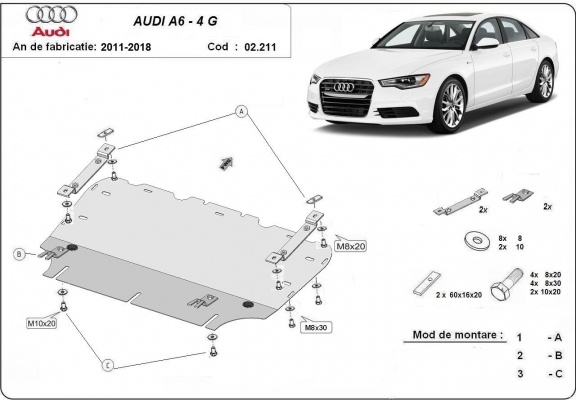 Protection sous moteur et de la radiateur Audi A6