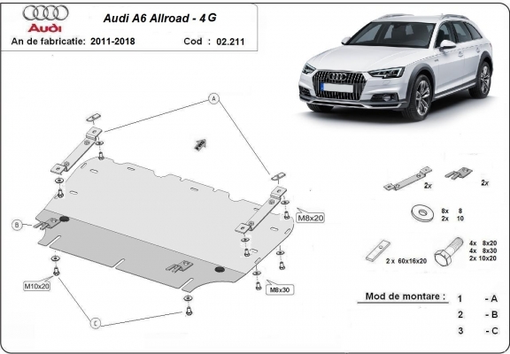 Protection sous moteur et de la radiateur Audi All Road A6