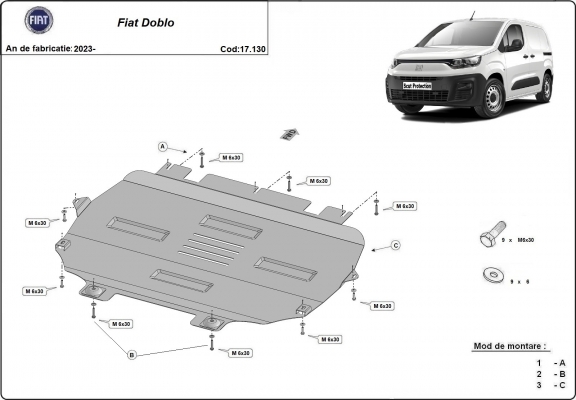Protection sous moteur et de la boîte de vitesse Fiat Doblo