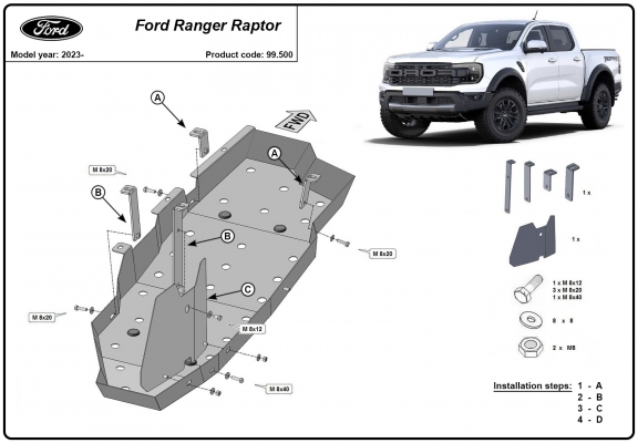 Protection de réservoir Ford Ranger Raptor