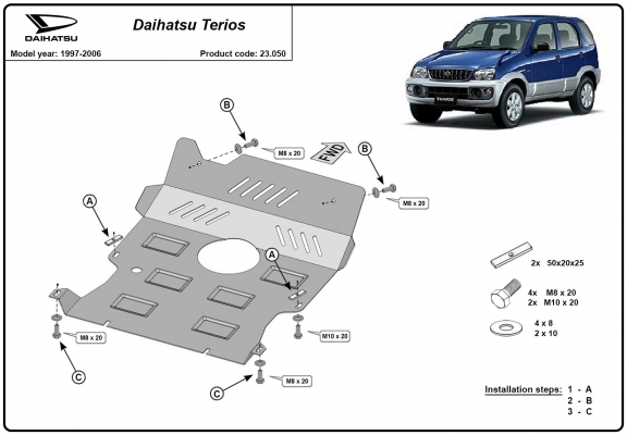 Protection sous moteur et de la radiateur Daihatsu Terios