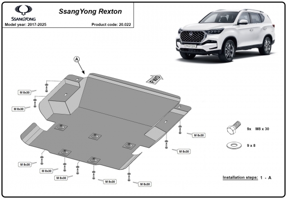 Protection sous moteur et de la radiateur SsangYong Rexton