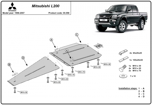 Protection de la boîte de vitesse et de la différentiel Mitsubishi L 200 