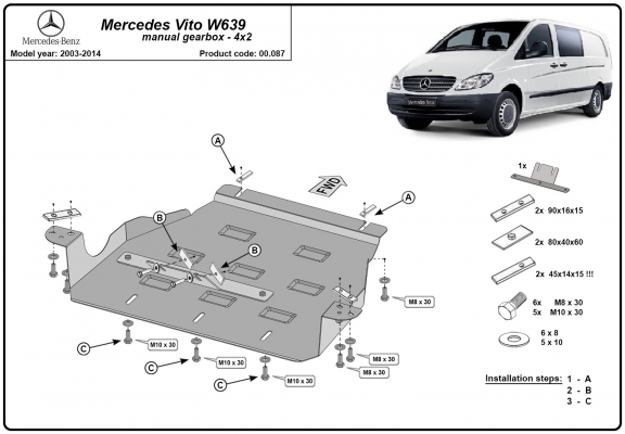 Protection de la boîte de vitesse Mercedes Vito W639 - 2.2 D 4x2