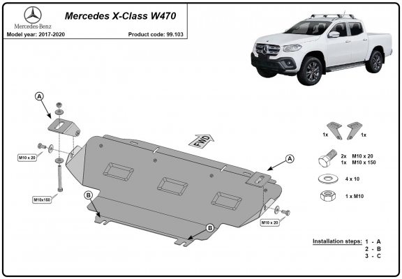 Protection de radiateur Mercedes X-Class W470