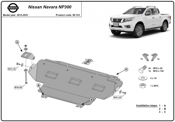 Protection de radiateur Nissan Navara NP300 - D23