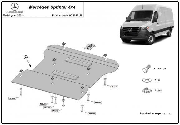 Aluminium protection de la boîte de vitesse Mercedes Sprinter 4x4