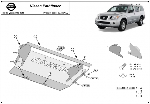 Aluminium protection de radiateur Nissan Pathfinder