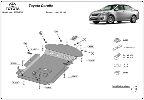 Protection convertisseur catalytique/cat lock Toyota Corolla